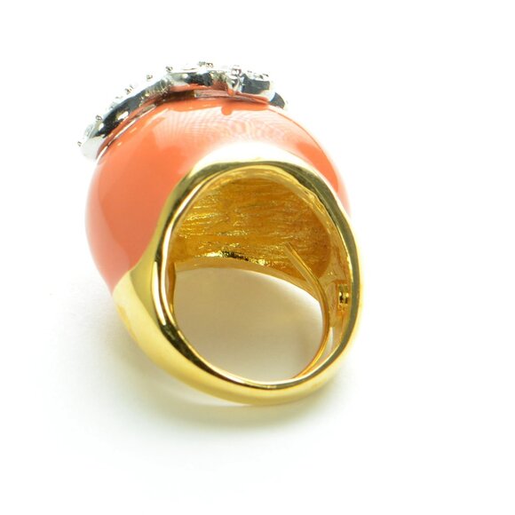 Kenneth Jay Lane KJL Enamel & Crystal Snake Cocktail Ring